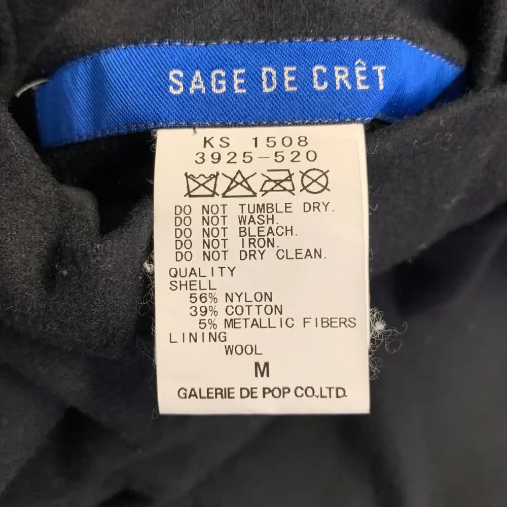 SAGE DE CRET Size M Black Grey Reversible Nylon Blend Jacket